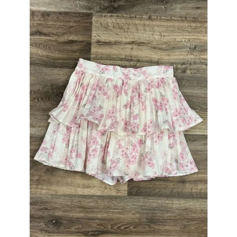 Cider Ruffle Floral Tiered Mini Skirt Skort Women’s XS
